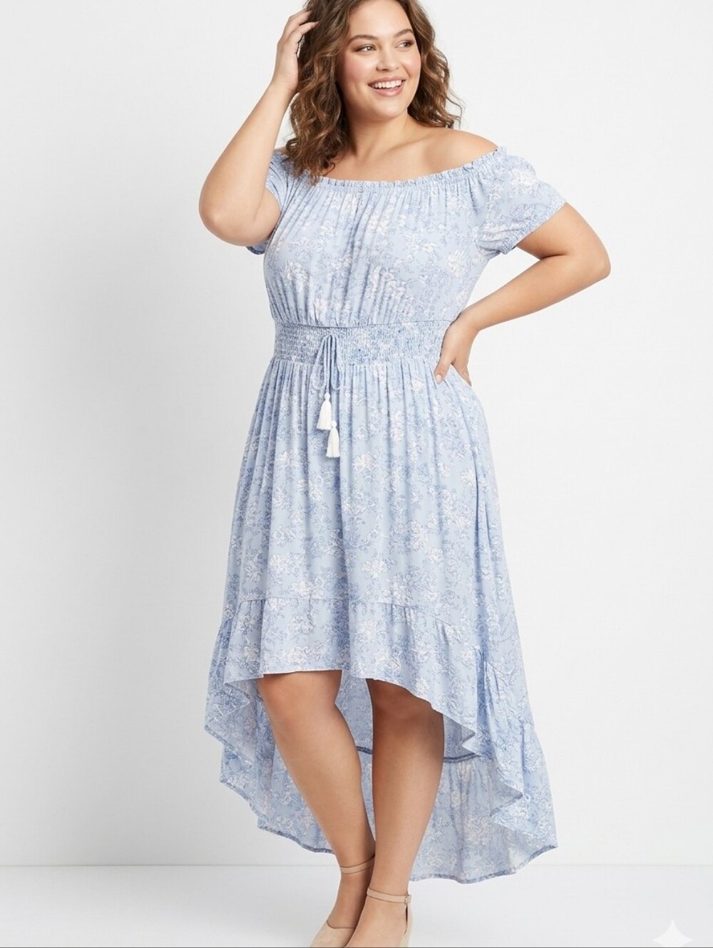 J For Justify Plus Size Elegant Blue Floral Women's Dress